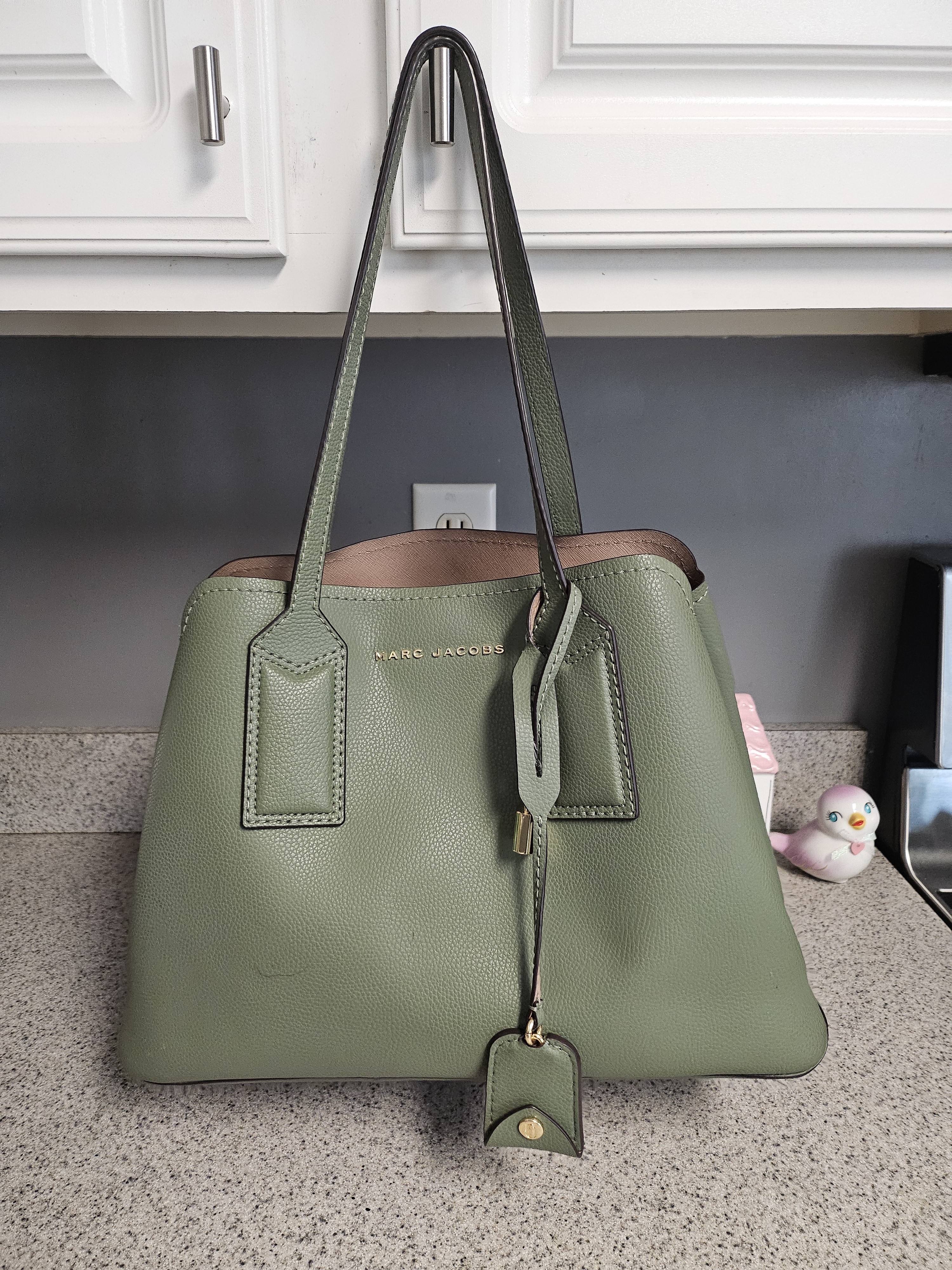 Marc Jacobs Olive Green Leather Tote Bag